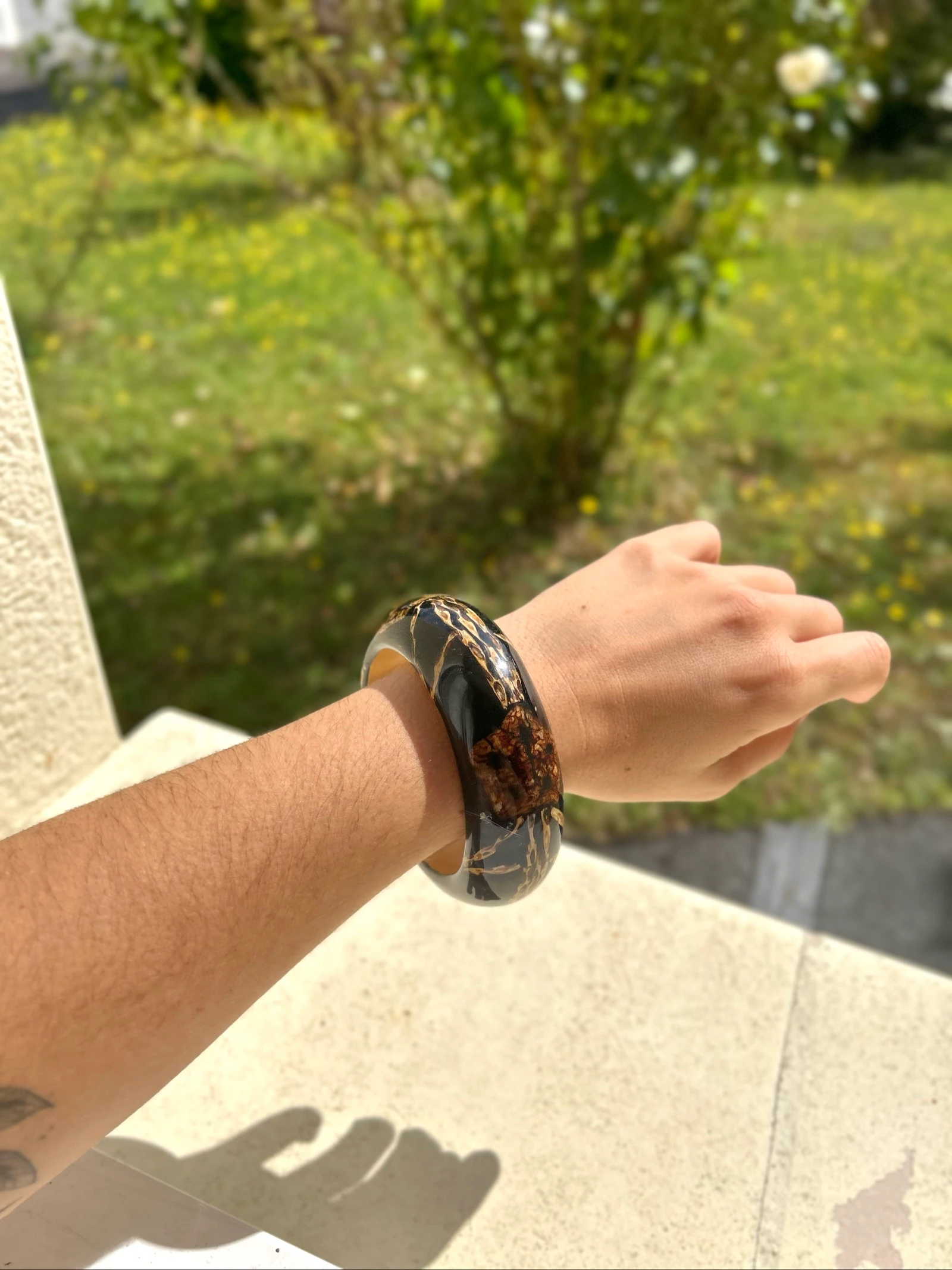 Pulseira de fantasia para encaixar marrom efeito mármore dourado – photo 7